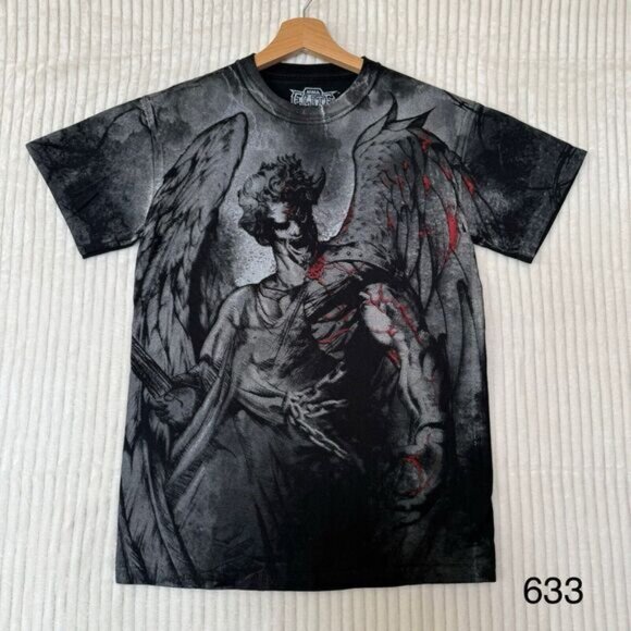 MMA Elite Shirt Adult Sz S Black Sports Winged Angel Warrior Gothic Grunge Tee‎ - Picture 1 of 9